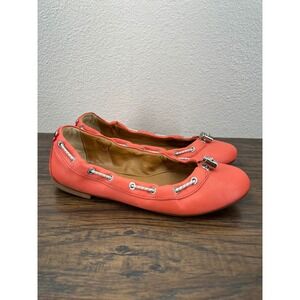 Hunter Women's 7 Coral Leather Drawstring Comfort‎ Ballet Flats